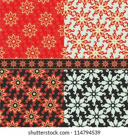 Set of decorative vector samples with stylized rosettes - snowflakes, japanese style