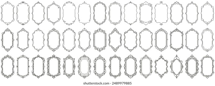 Set of Decorative vintage borders and frames set isolated on white background. Vector design. Photo frame for picture.