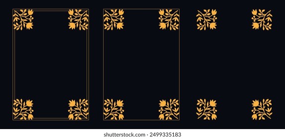 Set of Decorative vintage borders and frames, floral ornament, vector design, Gold floral ornament, Wedding and restaurant menu, photo frame floral for picture, Floral elements for design of invitatio