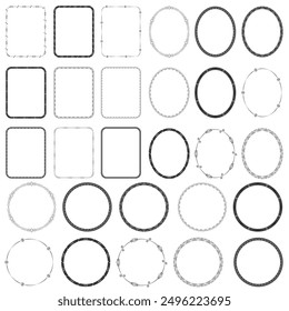 Set of Decorative vintage corner round shape frames and borders. Floral ornamental round frame. page decoration border. 