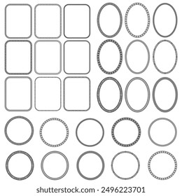 Set of Decorative vintage corner round shape frames and borders. Floral ornamental round frame. page decoration border. 