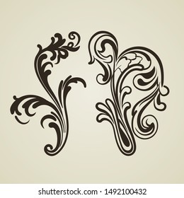 Set of decorative vintage elements