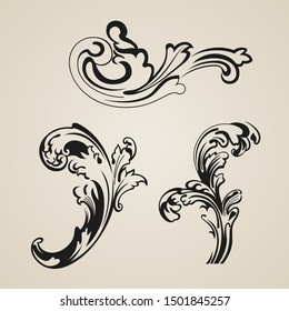 Set of decorative vintage elements