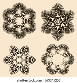 Set of decorative vintage elements. For business card, monogram, poster, logo, postcards, design. Vector illustration.
