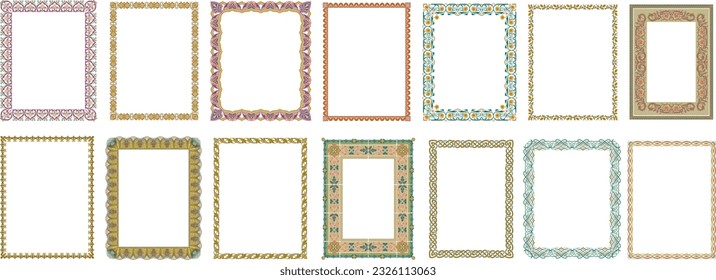 Conjunto de marcos decorativos de vintage y bordes, marco de foto vectorial para imagen, diseño de borde