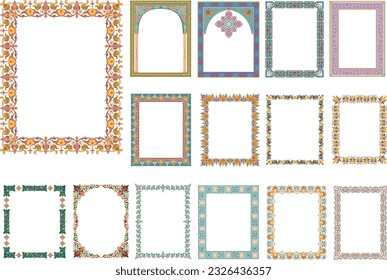 Set of Decorative vintage frames and borders set, vector photo frame, collection frames arabesque style design.