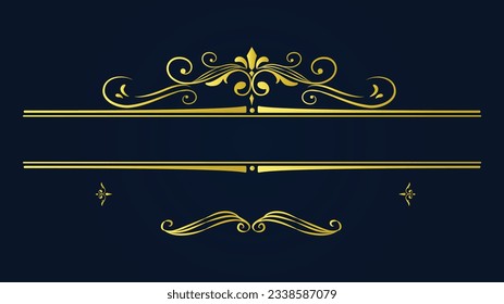 Set of Decorative vintage frames and borders set, Gold photo frame with corner Thailand line floral for picture, Vector design decoration pattern style. calligraphic design. gold ornament decorate
