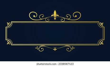 Set of Decorative vintage frames and borders set, Gold photo frame with corner Thailand line floral for picture, Vector design decoration pattern style. calligraphic design. gold ornament decorate