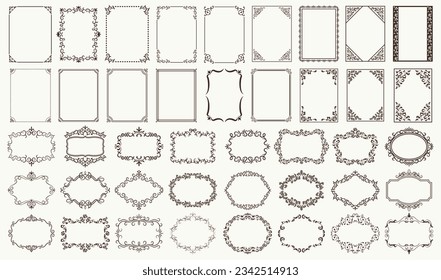 Set of Decorative vintage frames and borders set. Vector design. antique decorative frame.