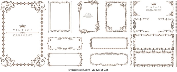 Set of Decorative vintage frames and borders set. Old design. Vector flower ornament