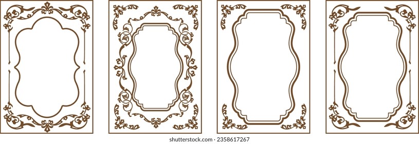 Set of Decorative vintage frames and borders set. Vector vintage frame. 