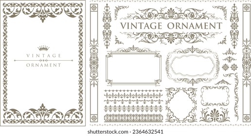 Set of Decorative vintage frames and borders set. Vector design. luxury calligraphic swirls