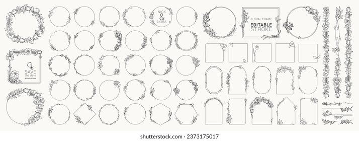 Set of Decorative vintage frames and borders set. Vector design. floral ornament