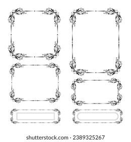 Set of Decorative vintage frames and borders set. floral ornamental frame. Calligraphic frame and page decoration. Vector illustration