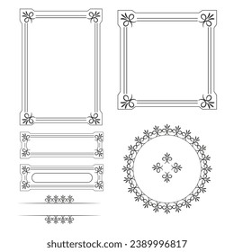 Set of Decorative vintage frames and borders. floral ornamental frame. Calligraphic frame and page decoration. Vector illustration