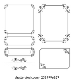 Set of Decorative vintage frames and borders. floral ornamental frame. Calligraphic frame and page decoration. Vector illustration