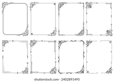 Set of Decorative vintage frames and borders. floral ornamental frame. Calligraphic frame and page decoration. Vector illustration