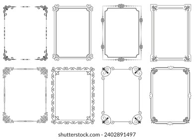 Set of Decorative vintage frames and borders. floral ornamental frame. Calligraphic frame and page decoration. Vector illustration