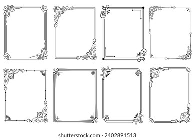 Set of Decorative vintage frames and borders. floral ornamental frame. Calligraphic frame and page decoration. Vector illustration