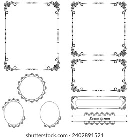 Set of Decorative vintage frames and borders. floral ornamental frame. Calligraphic frame and page decoration. Vector illustration