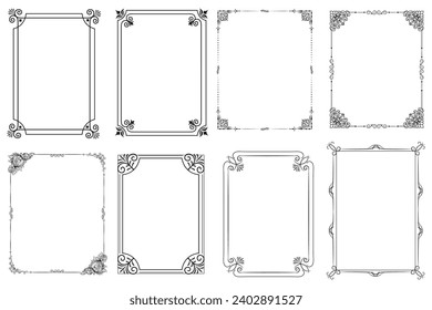 Set of Decorative vintage frames and borders. floral ornamental frame. Calligraphic frame and page decoration. Vector illustration