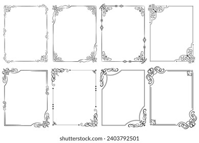 Set of Decorative vintage frames and borders. floral ornamental frame. Calligraphic frame and page decoration. Vector illustration