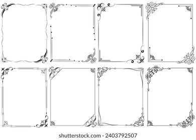 Set of Decorative vintage frames and borders. floral ornamental frame. Calligraphic frame and page decoration. Vector illustration