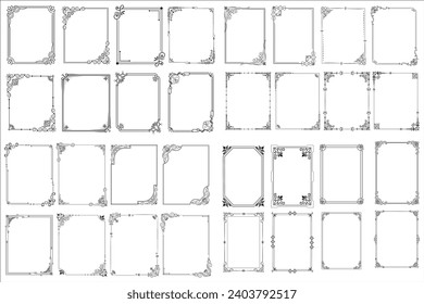 Set of Decorative vintage frames and borders. floral ornamental frame. Calligraphic frame and page decoration. Vector illustration