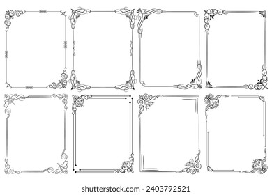 Set of Decorative vintage frames and borders. floral ornamental frame. Calligraphic frame and page decoration. Vector illustration