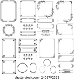 Set of Decorative vintage frames and borders. floral ornamental frame. Calligraphic frame and page decoration. Vector illustration