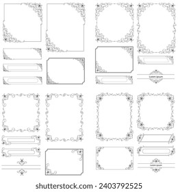 Set of Decorative vintage frames and borders. floral ornamental frame. Calligraphic frame and page decoration. Vector illustration