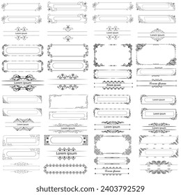 Set of Decorative vintage frames and borders. floral ornamental frame. Calligraphic frame and page decoration. Vector illustration