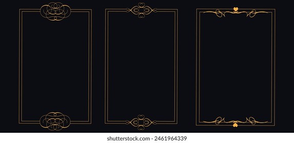 Set of Decorative vintage frames and borders set, Big set Template of Decorative vintage frames,borders rectangular shape, Art Nouveau Frames  Borders, Vector frame set. Decorative golden frames isol