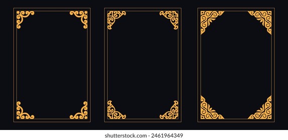 Set of Decorative vintage frames and borders set, Big set Template of Decorative vintage frames,borders rectangular shape, Art Nouveau Frames  Borders, Vector frame set. Decorative golden frames isol