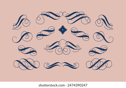 Conjunto de marcos y bordes decorativos vintage. Adorno floral. Diseño de Vector.