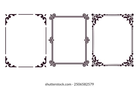 Set of Decorative vintage frames and borders. floral ornamental
silhouette rose Original vector decorative frame illustration
Vintage frames. Antique ornamental wedding borders, 
vector decorative 