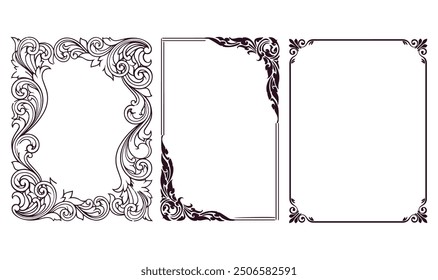 Set of Decorative vintage frames and borders. floral ornamental
silhouette rose Original vector decorative frame illustration
Vintage frames. Antique ornamental wedding borders, 
vector decorative 