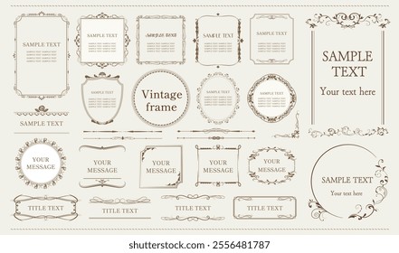 Set of Decorative vintage frames and borders set. Vector collection for invitation, menu and page decoration