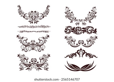 Set of Decorative vintage frames and borders set, Set of different vintage ornaments 