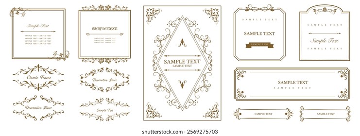 Set of Decorative vintage frames and borders. Typographic decorative ornament. Vector design. floral ornament.