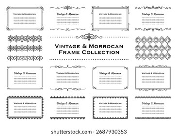 Conjunto de marcos y bordes vintage decorativos. Elementos de diseño para la decoración interior marroquí, diseño de embalaje y tarjetas de invitación.
