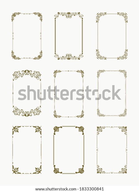 Set Decorative Vintage Frames Borders Set Stock Vector Royalty Free