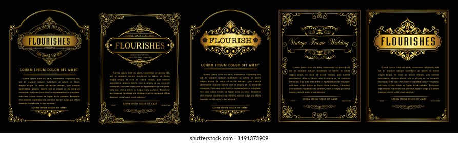 Set of Decorative vintage frames and Certificate borders set,Gold photo frame with corner Thailand line floral for picture, Vector design decoration pattern style. border design is pattern