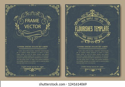 Set of Decorative vintage frames and Certificate borders set,Gold photo frame with corner Thailand line floral for picture, Vector design decoration pattern style. border design is pattern