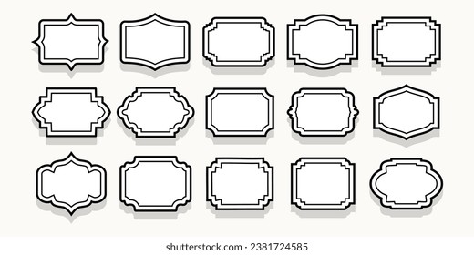 Set of decorative vintage frames. Vintage frame set isolated on white. Label and badges shape collections