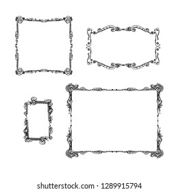 Set of decorative vintage frames. graphic hand drawn vector illustration on white background