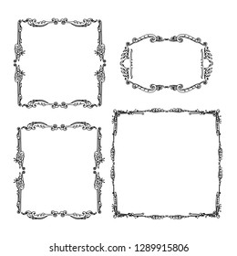 Set of decorative vintage frames. graphic hand drawn vector illustration on white background