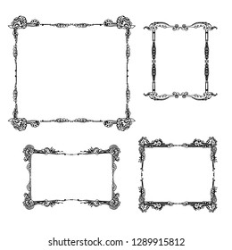 Set of decorative vintage frames. graphic hand drawn vector illustration on white background