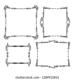 Set of decorative vintage frames. graphic hand drawn vector illustration on white background