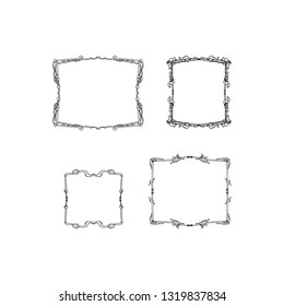 Set of decorative vintage frames. hand drawn vector illustration on white background